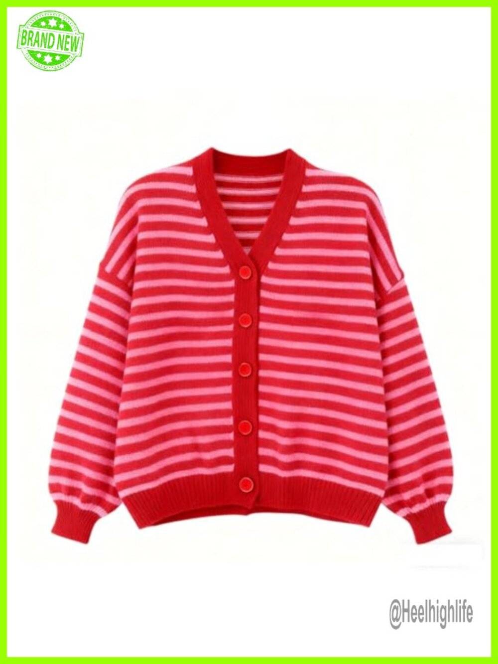 Mixed-Pattern Striped Knit Cardigan, Long Sleeve, Soft Comfortable Sweater